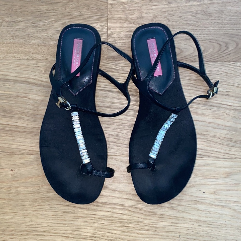 Isaac Mizrahi New York Crystal Rhinestone Leather Sandal